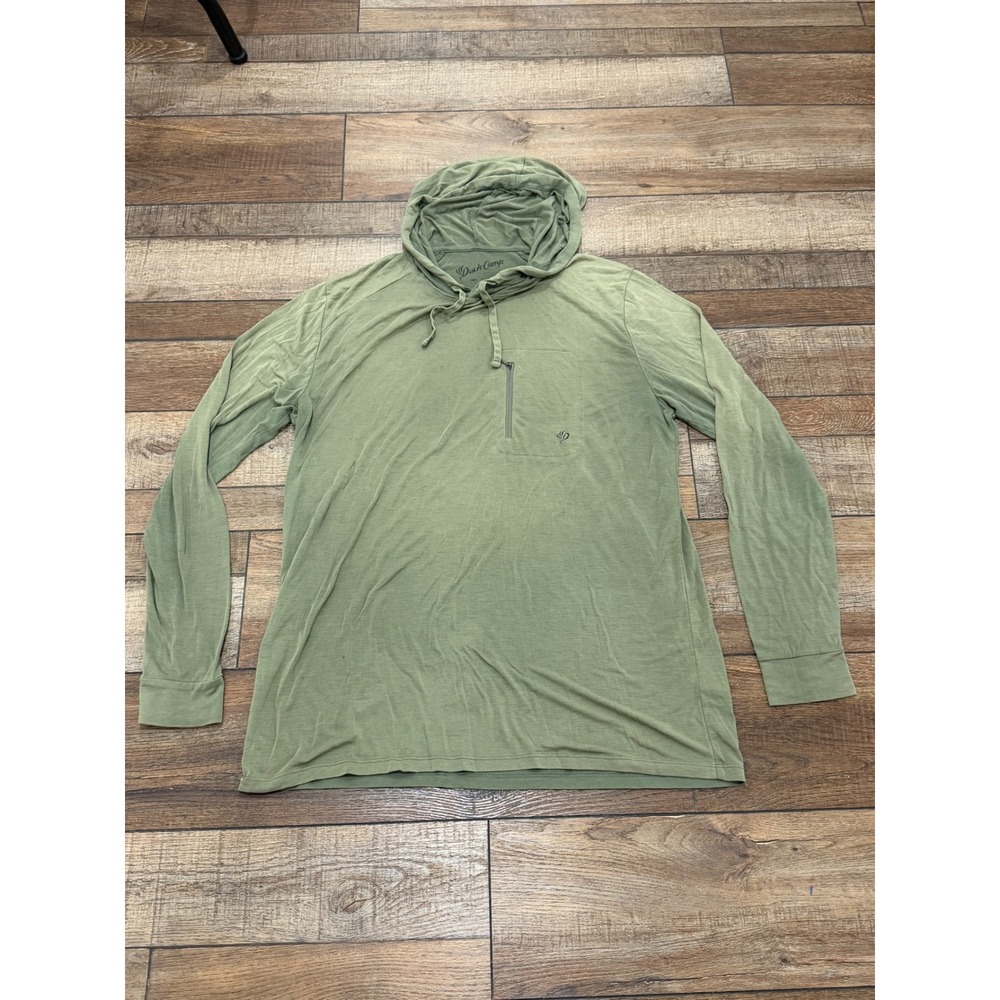 Duck Camp Bamboo Hoodie Mens Large Olive Green Long Sleeve Sun Shirt Fishing L